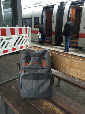backpack at train station 