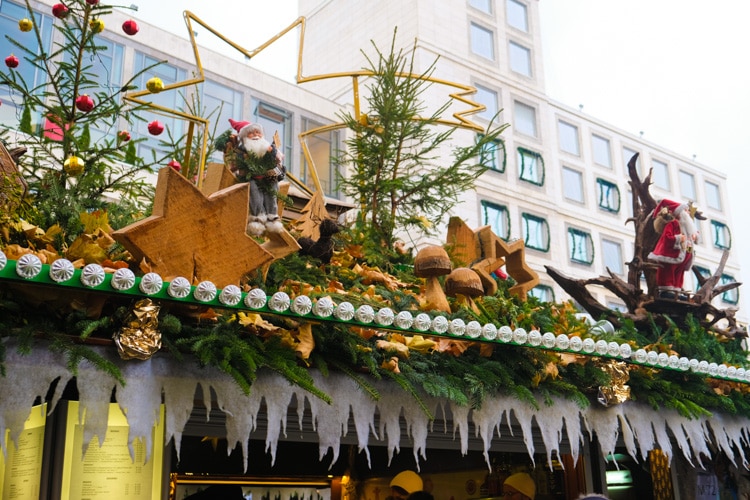 elaborate decoration on Christmas booth
