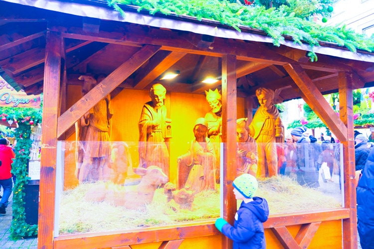 wooden manger scene on display