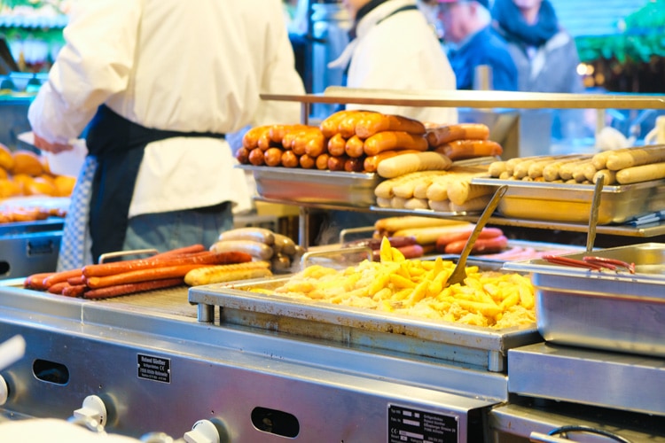 Christmas market sausages