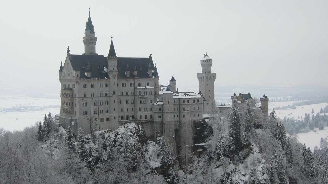 View of Neuschwanstein Castle in winter