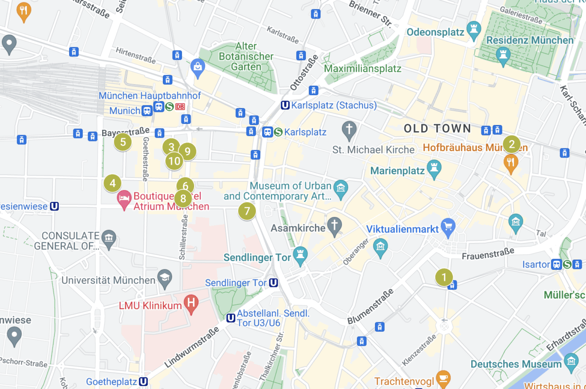 Munich hotel map 