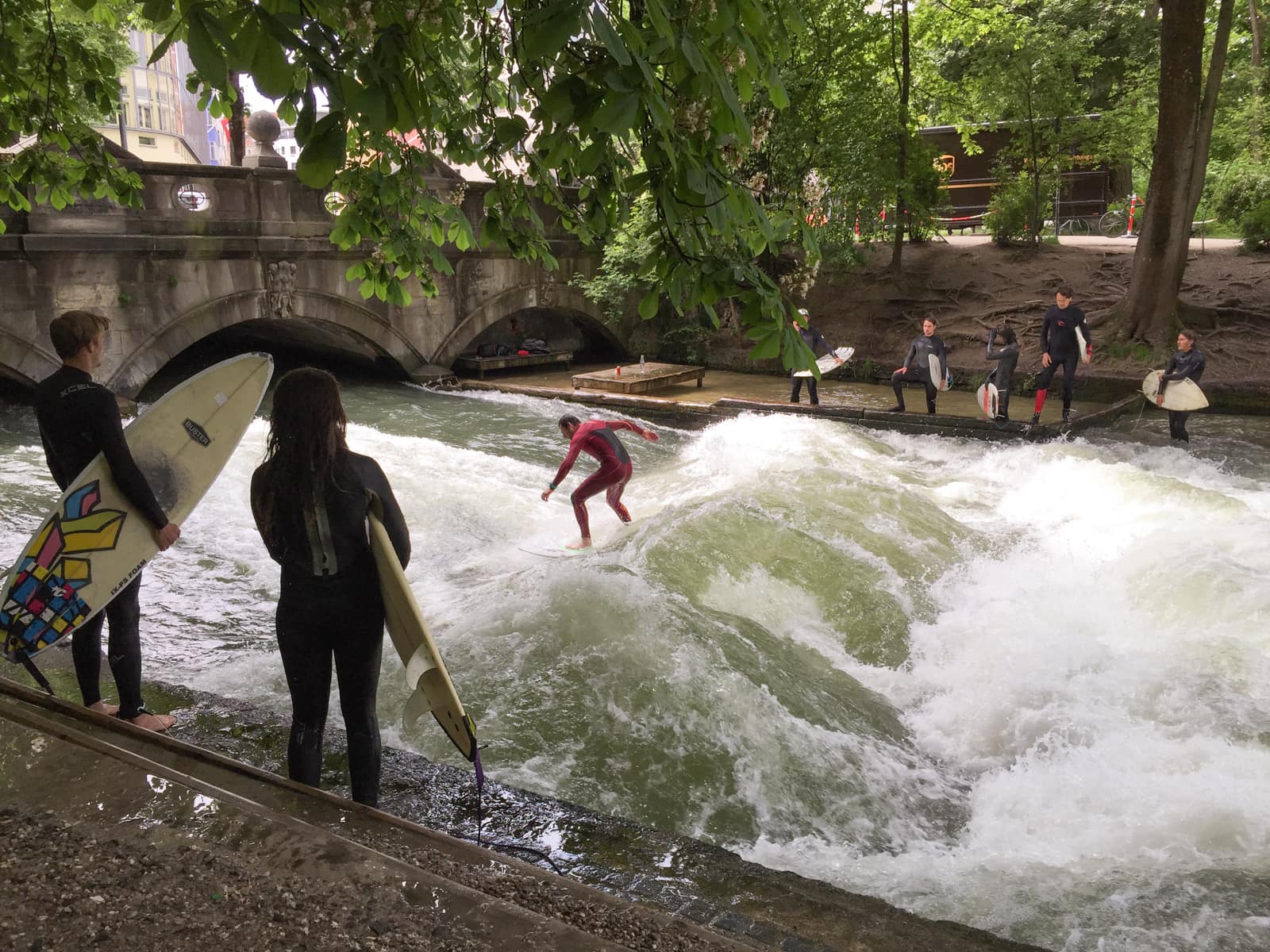 surfing in the English Garden in Munich