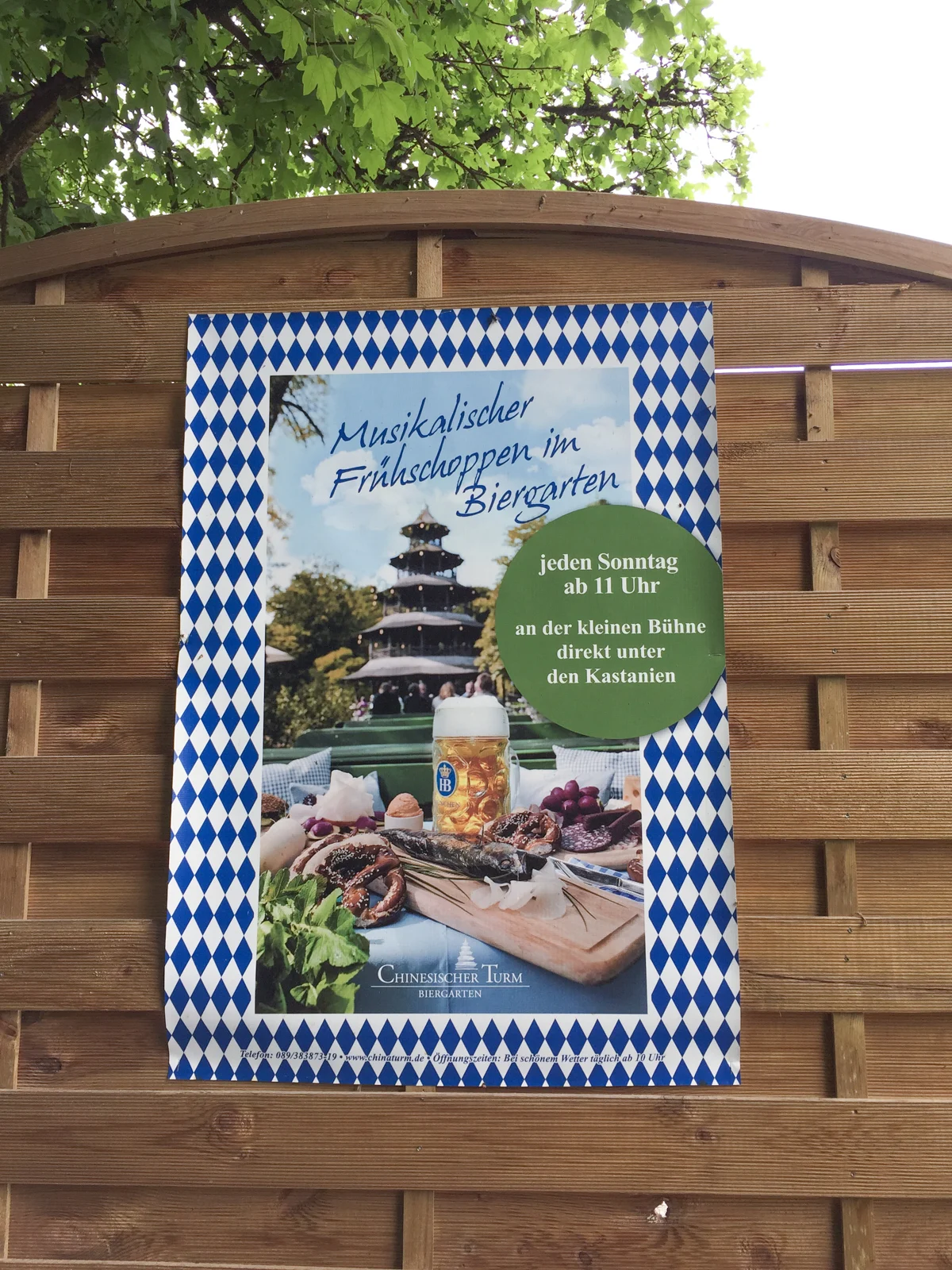Munich Biergarten sign in the English Garden
