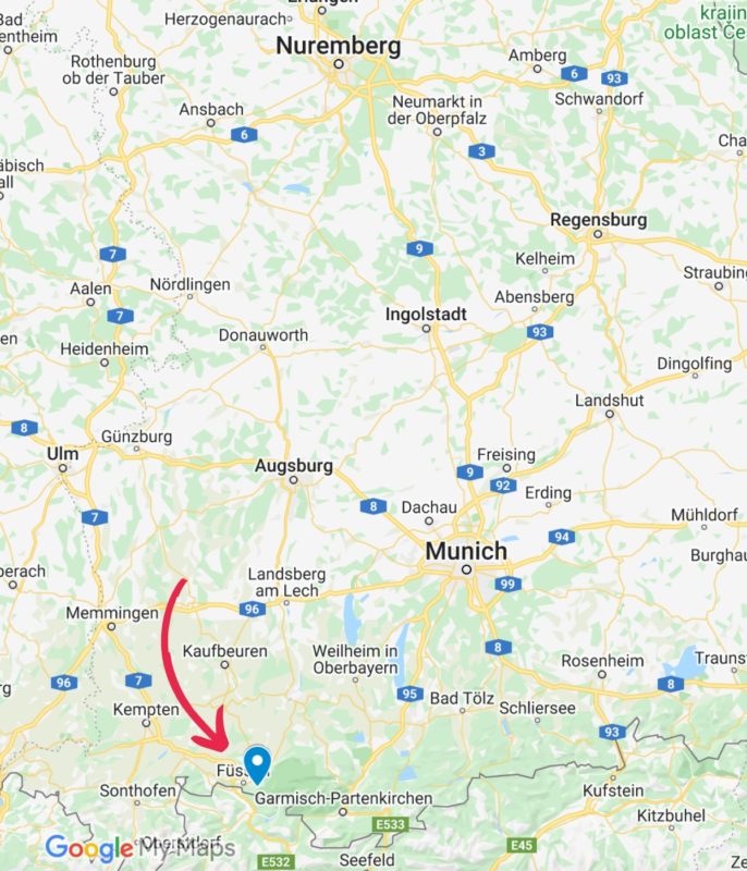 area map with Füssen