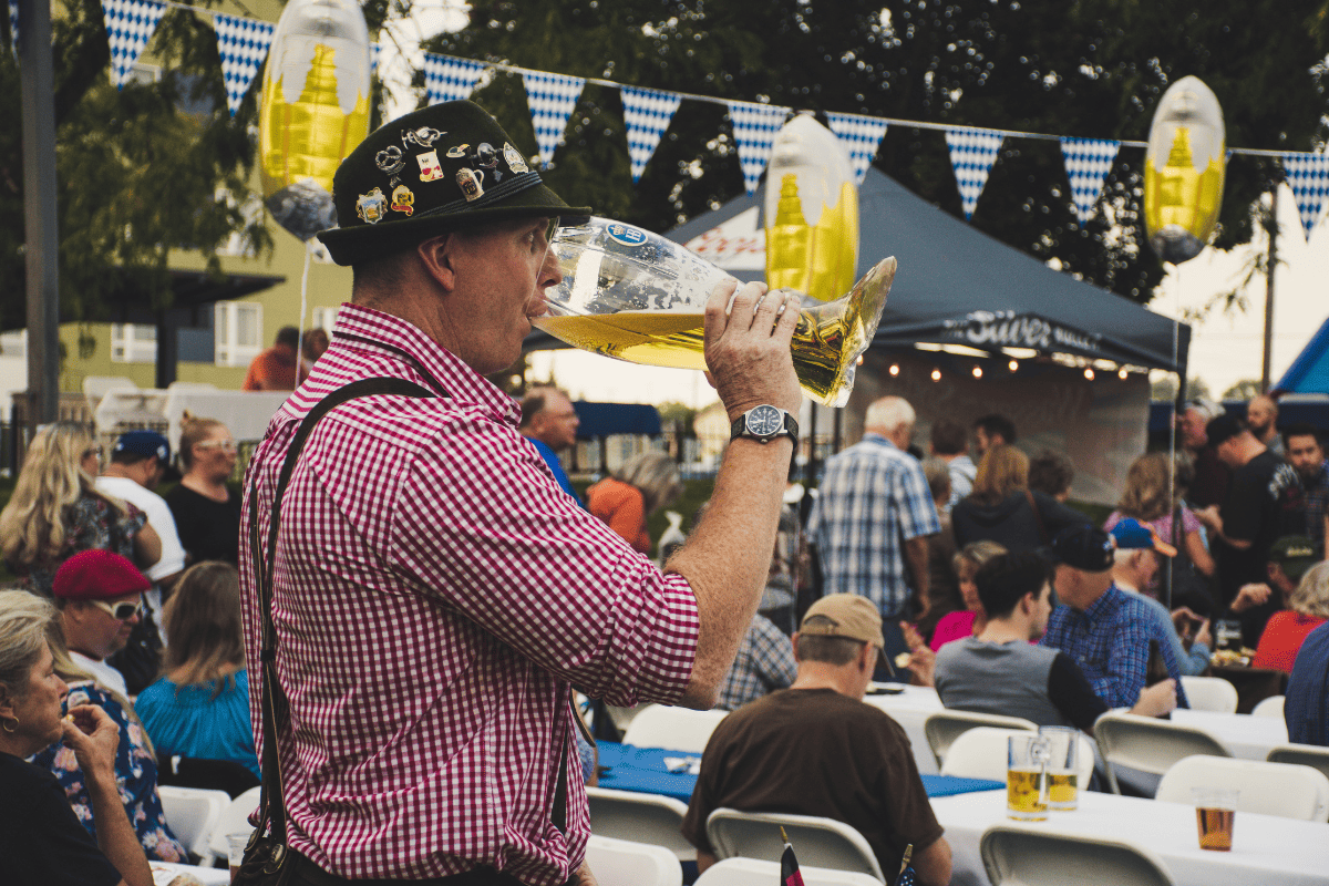 Bavarian man drinking beer 