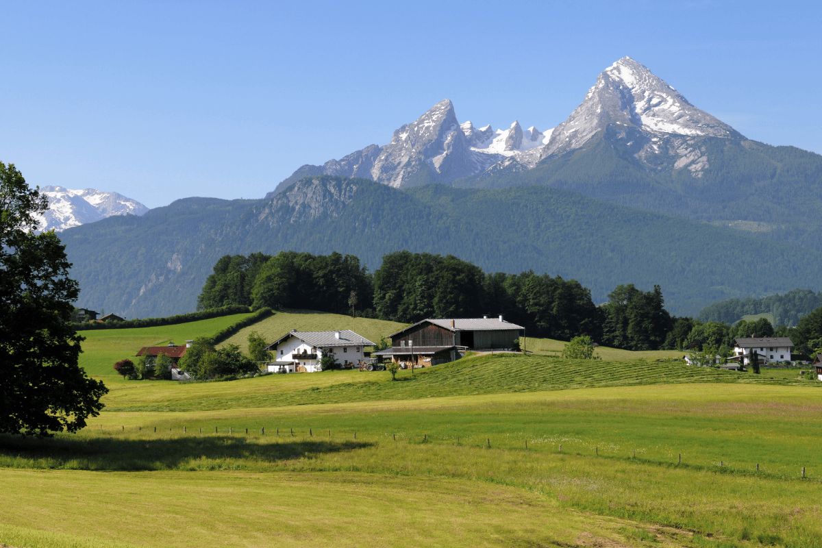 Berchtesgaden rolling hills and alps