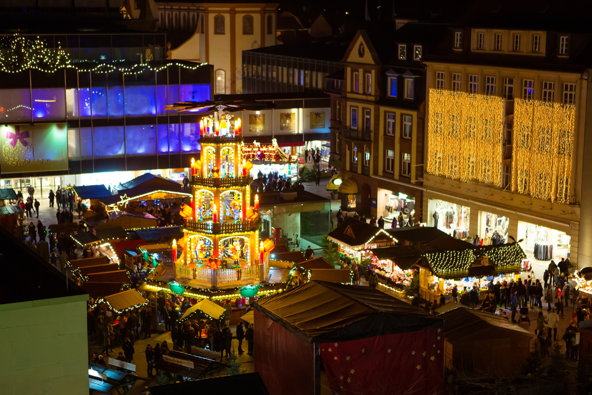 Christmas market at night