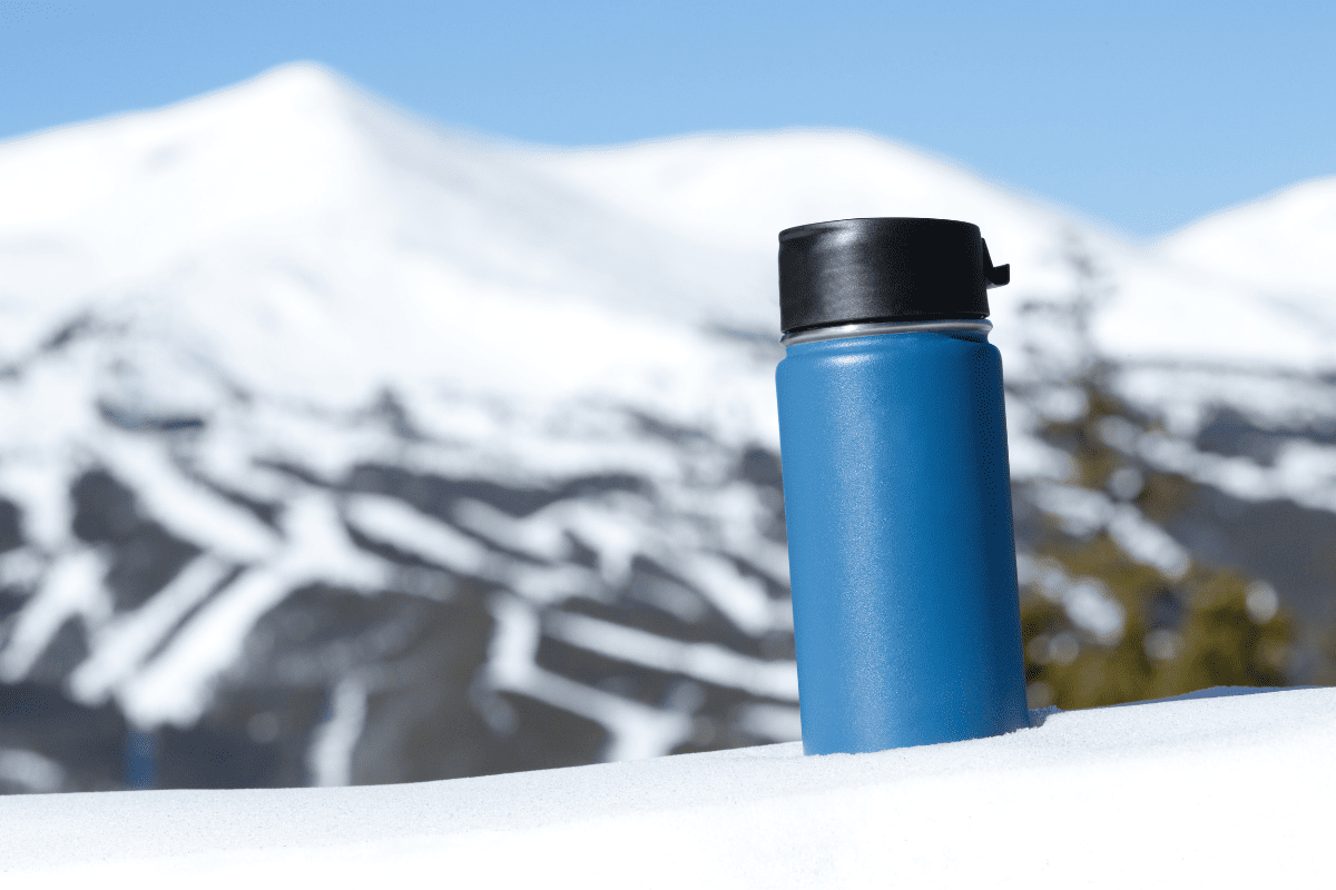 Insulated mug in snow