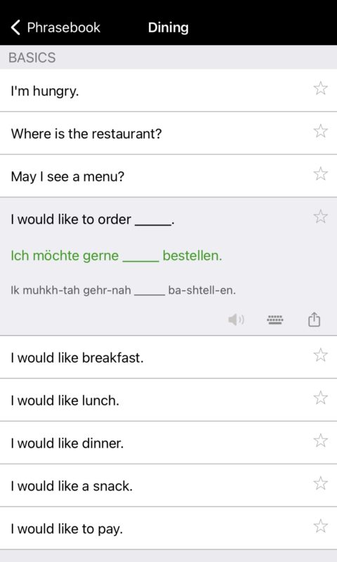 Microsoft Translator phrasebook