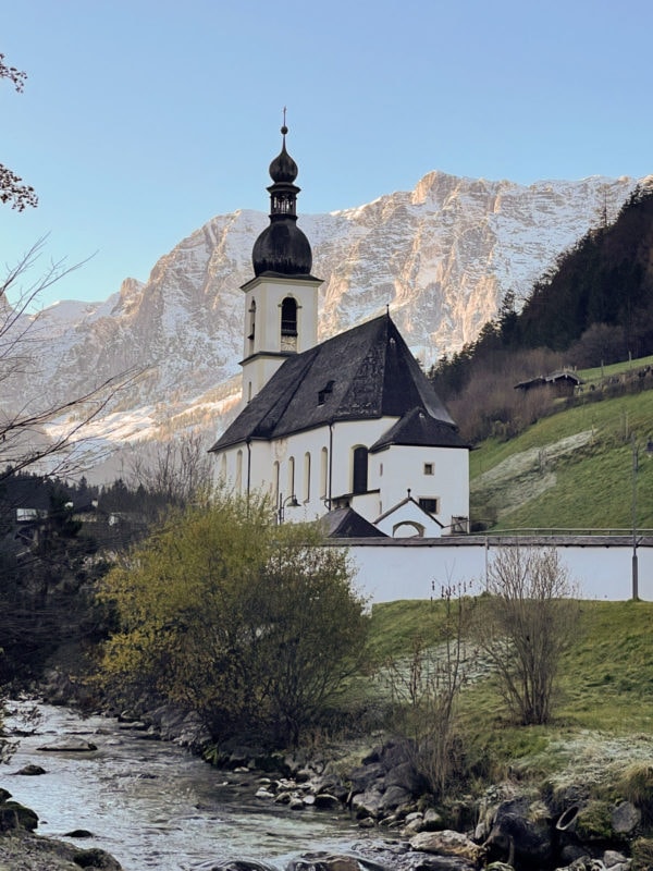 Ramsau church and Alps