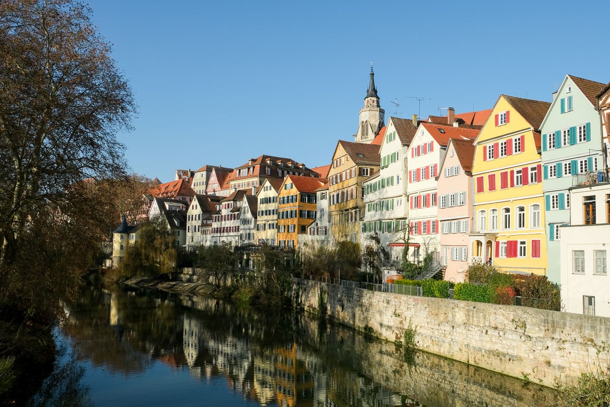 colorful houses on river