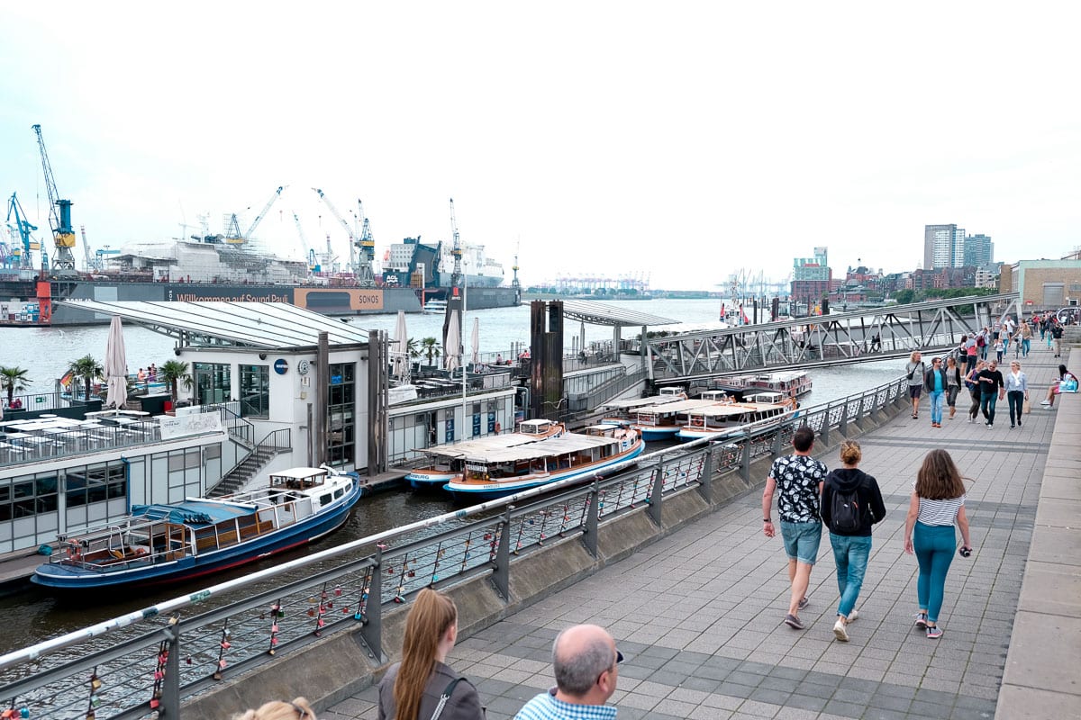 Hamburg pedestrian walkway by river