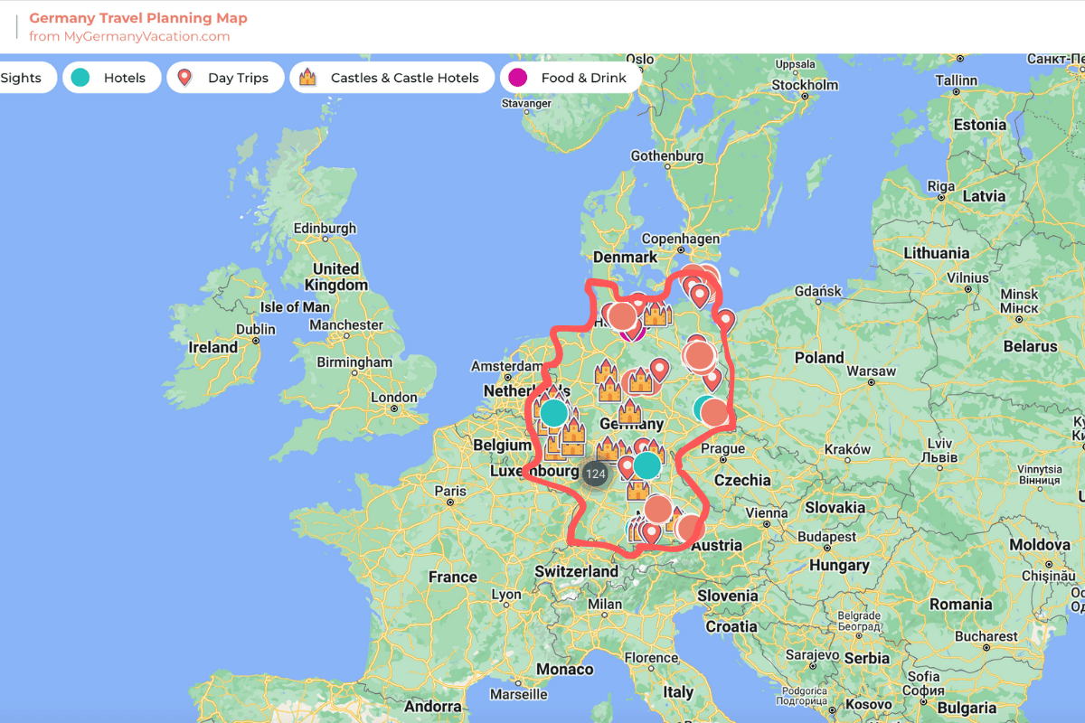 Europe map with outline of Germany