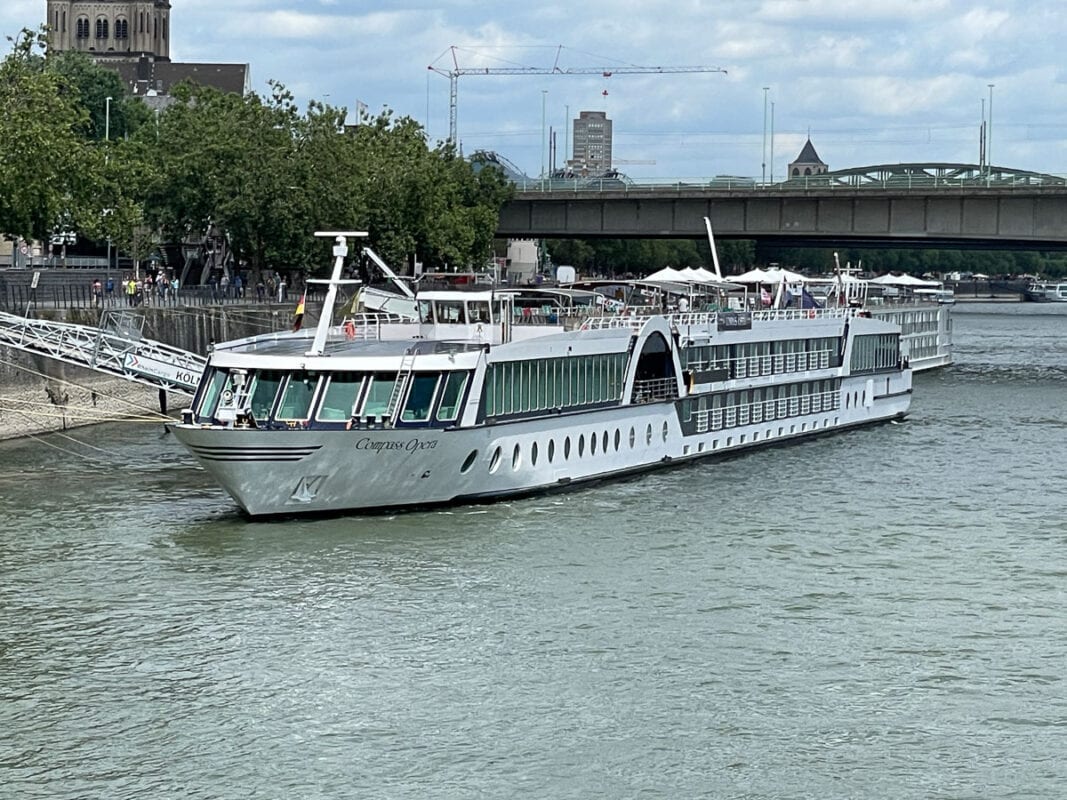 boat on the Rhine river in Cologne 