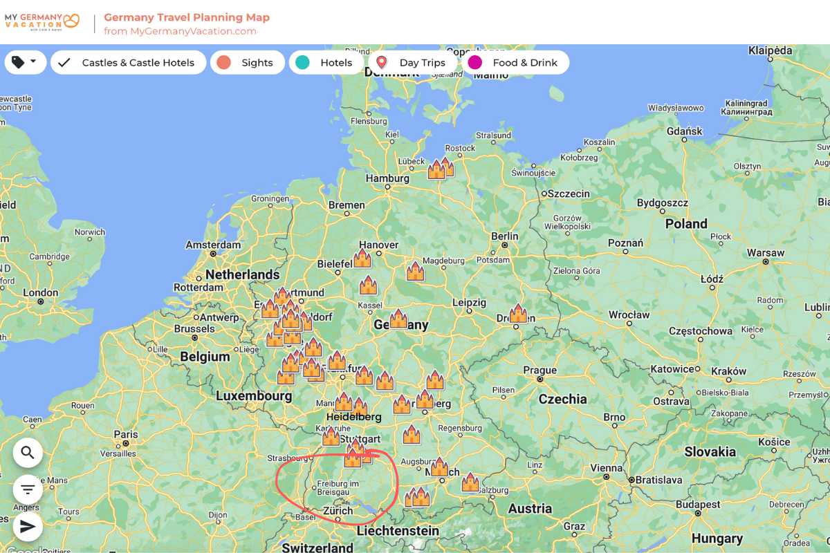Freiburg on Germany map