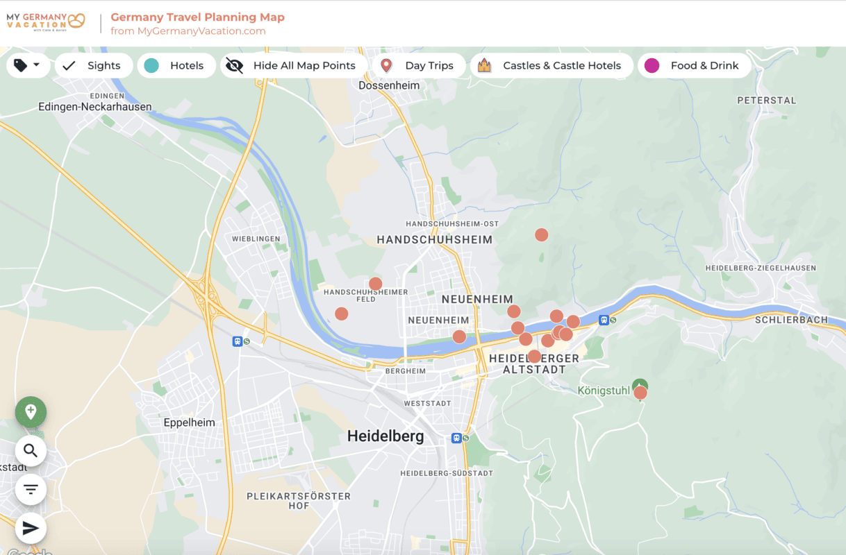 map of Heidelberg sights