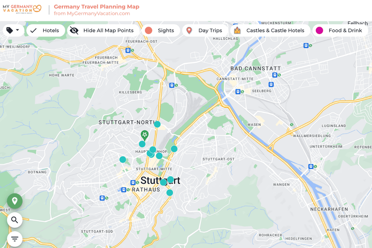 map of hotels in Stuttgart 