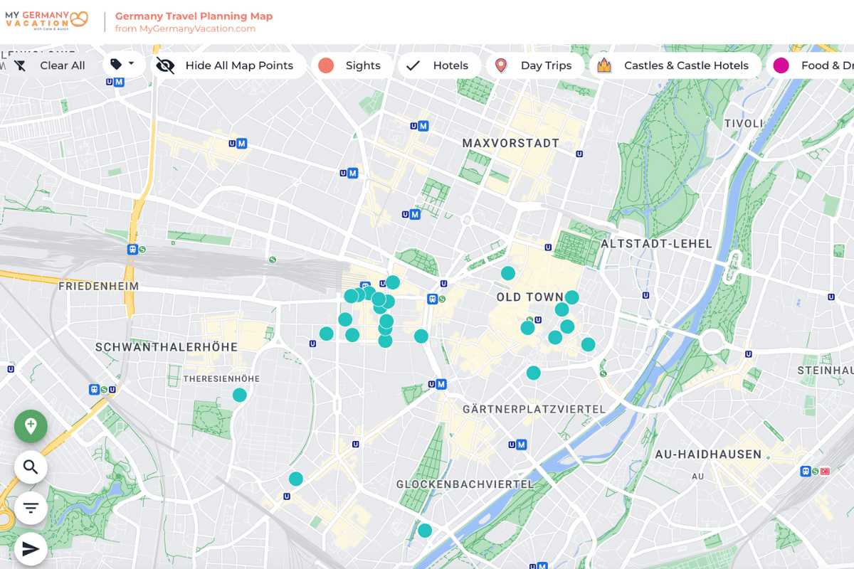map of Munich hotels 