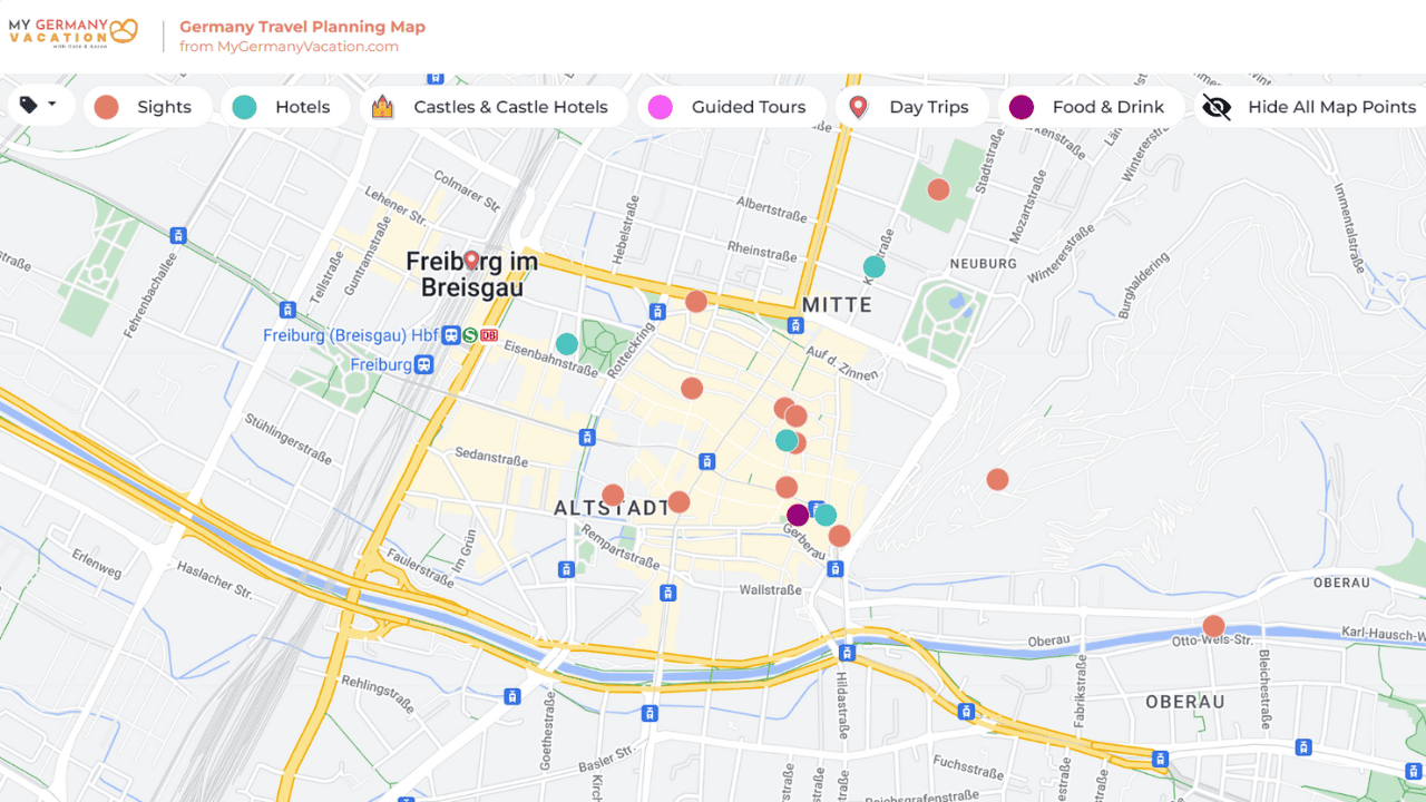 Freiburg hotel map