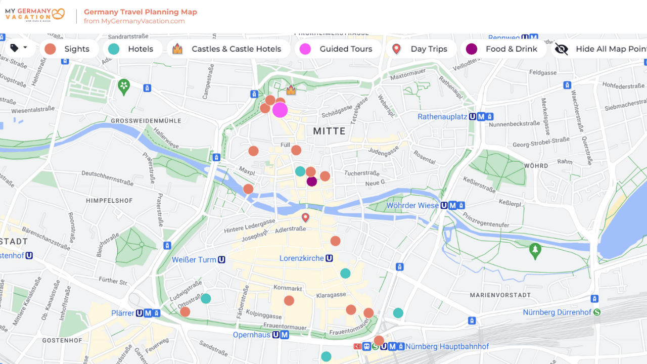 Nuremberg hotel map