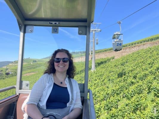 Cate on chairlift in Rüdesheim