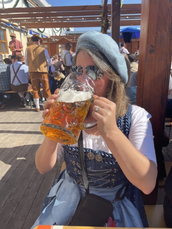 Anne enjoying Oktoberfest beer