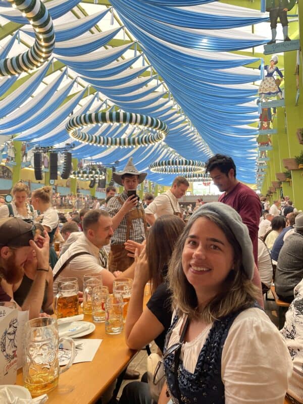 Anne at an Oktoberfest table
